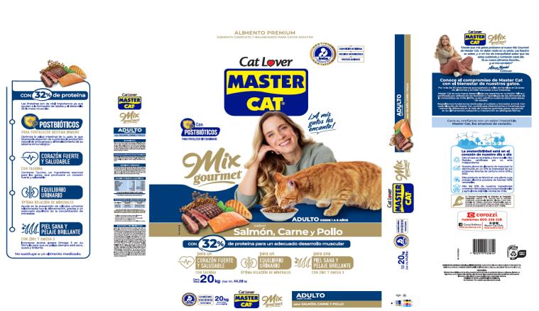 MASTERCAT ADULTO MIX GOURMET SALMON, CARNE Y POLLO 20KG