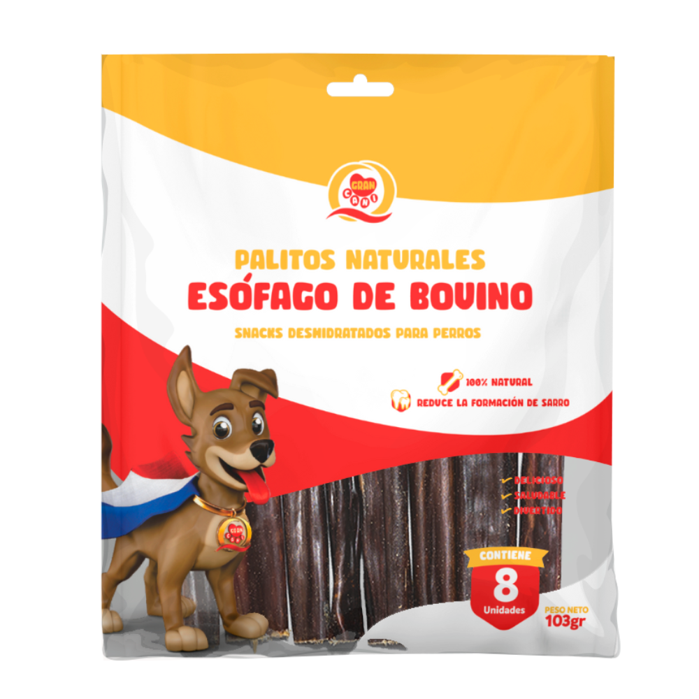 SNACK PALITOS ESOFAGO BOVINO X8 103GR