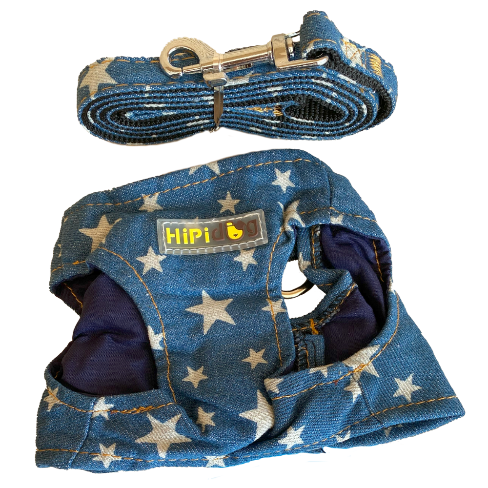 ARNES PECHERA CON TIRADOR TELA JEANS PARA MASCOTAS