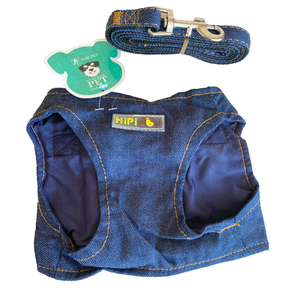 ARNES PECHERA CON TIRADOR TELA JEANS PARA MASCOTAS