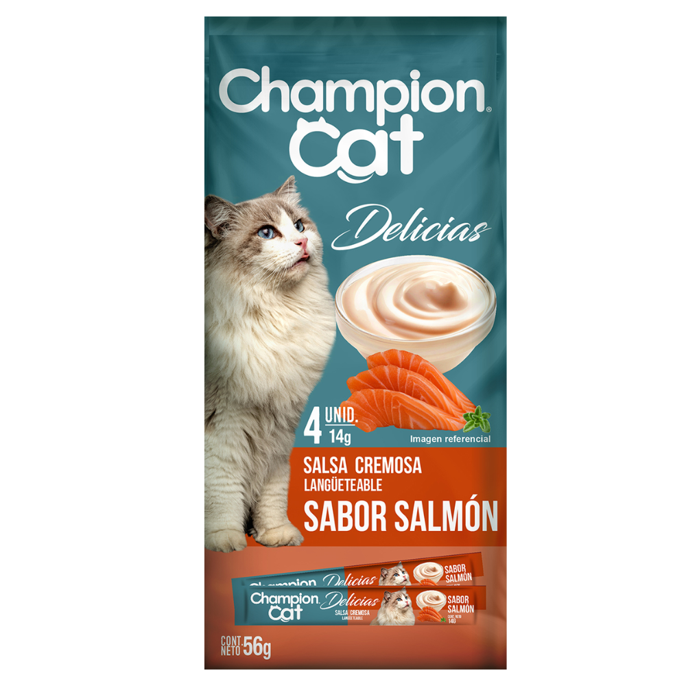 SNACK CHAMPION CAT DELICIAS SALMON 56GR