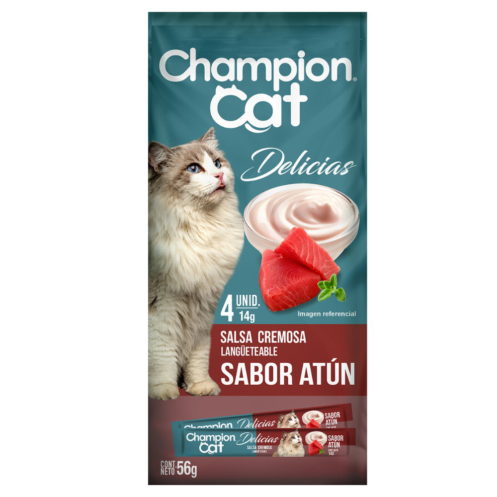SNACK CHAMPION CAT DELICIAS ATUN 56GR