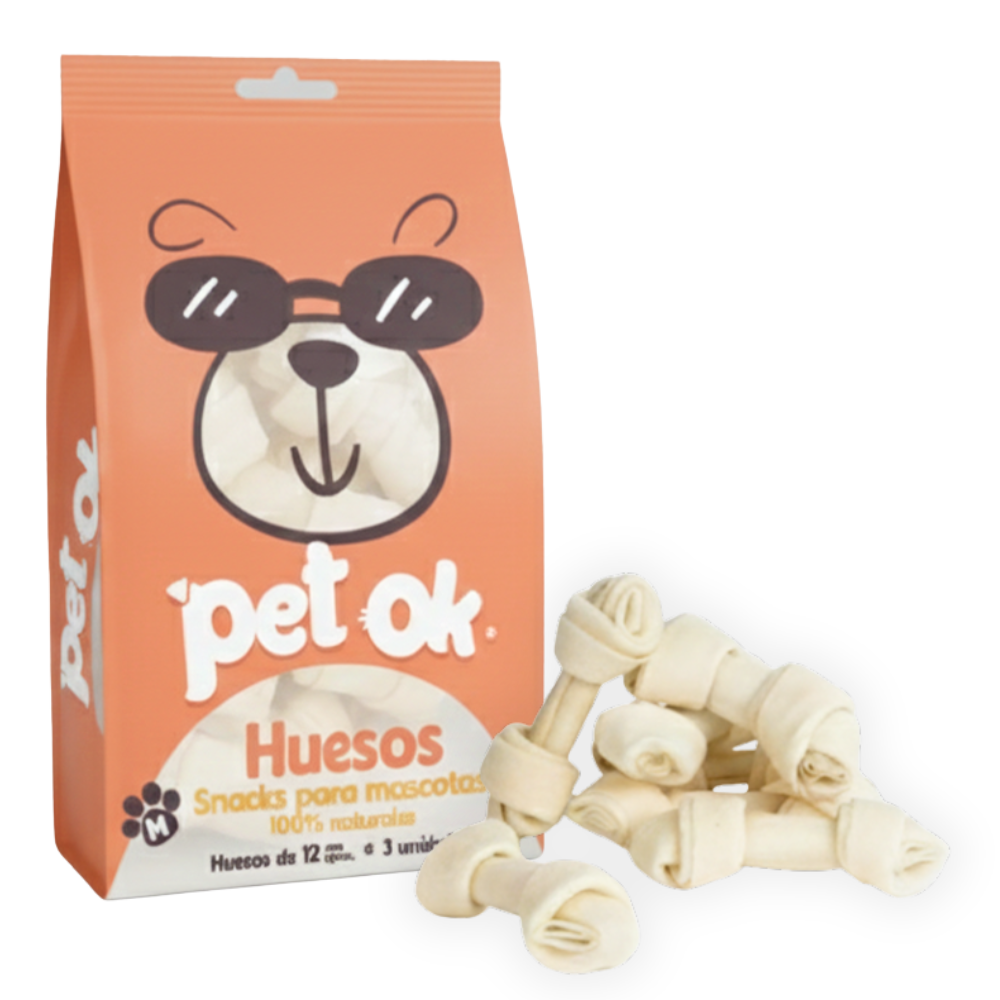 HUESO PET OK BLANCO 12CM X 3 UNIDADES