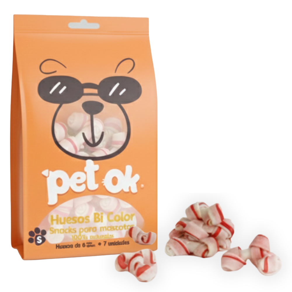HUESO PET OK BICOLOR 6CM X 7 UNIDADES