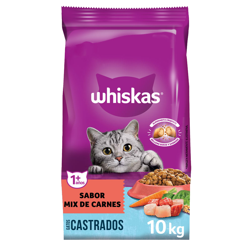 WHISKAS CASTRADOS MIX CARNE 10KG