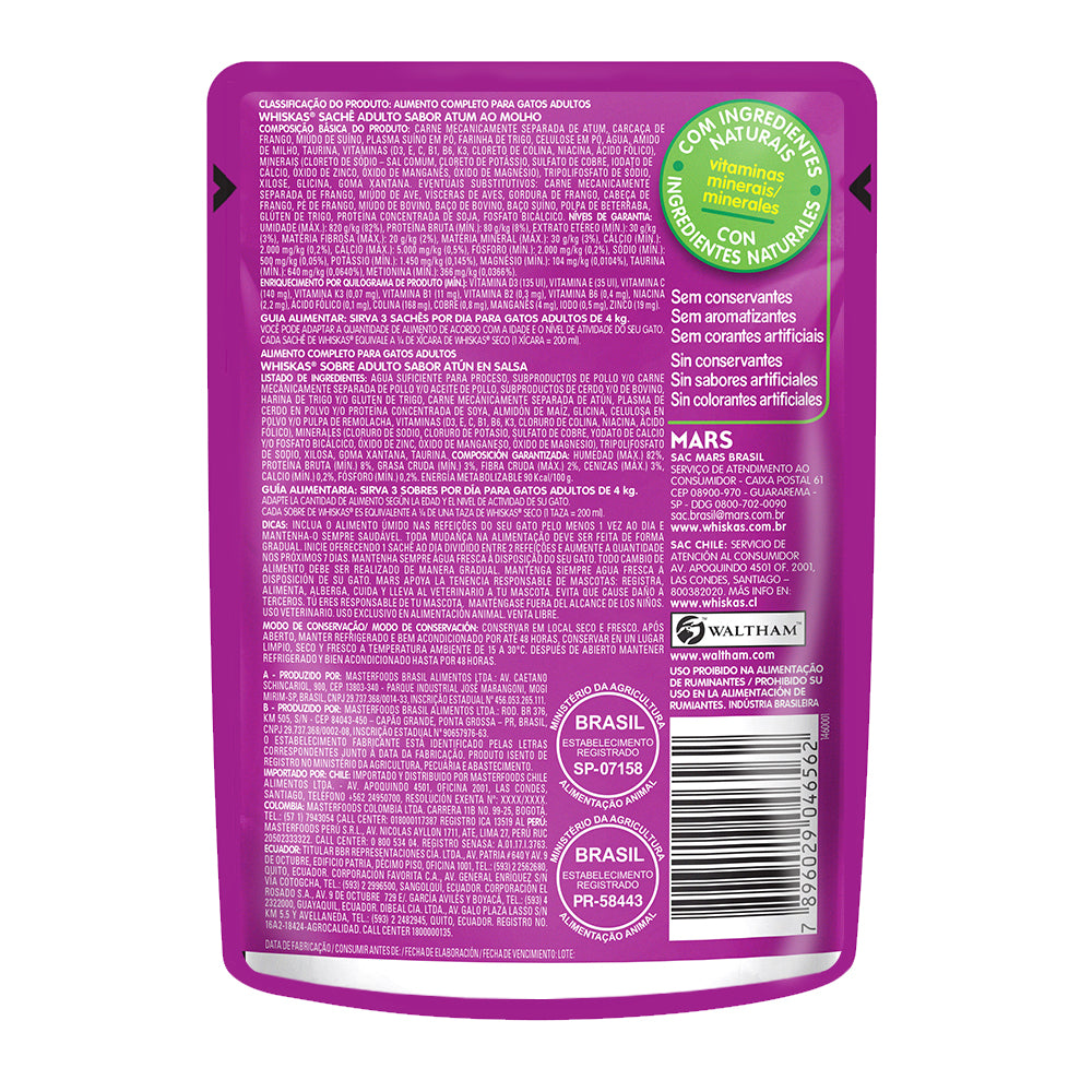 WHISKAS SOBRE ATUN EN SALSA 85GR