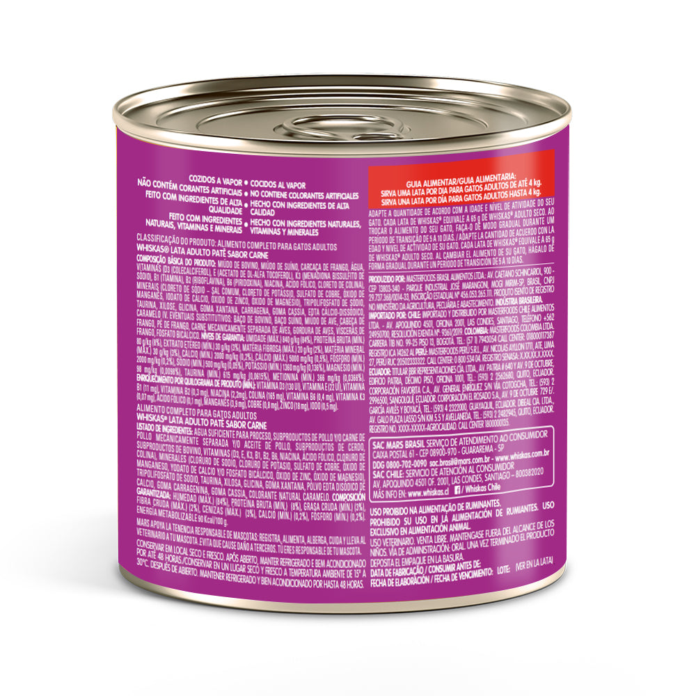 LATA WHISKAS CARNE PATE 290GR