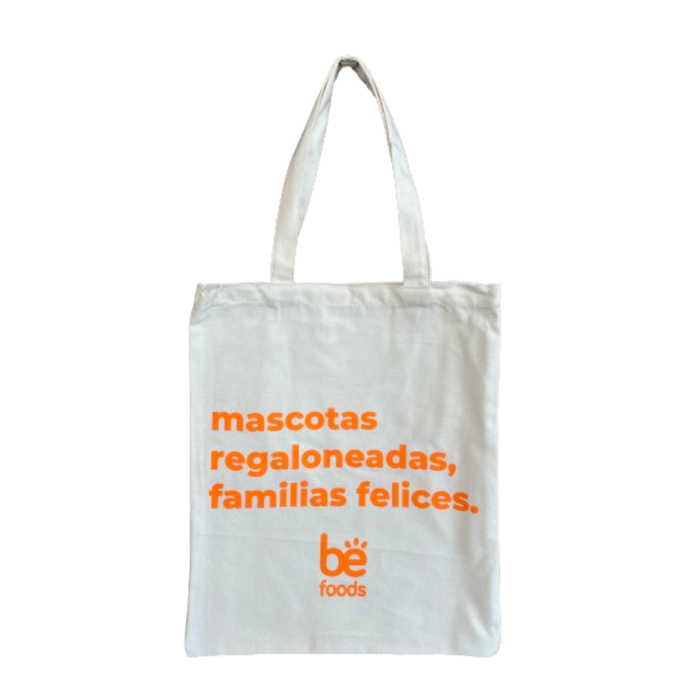 BOLSA TELA ALGODÓN CHICA COLOR BEIGE ESLOGAN M7300