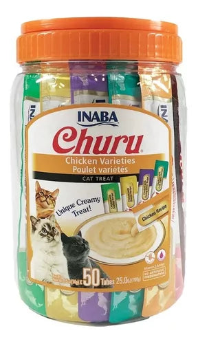 CHURU GATO VARIEDADES POLLO 50P FRASCO 700GR