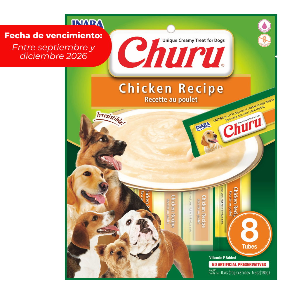 CHURU SOBRE PARA PERRO SABOR POLLO 8U 160GR