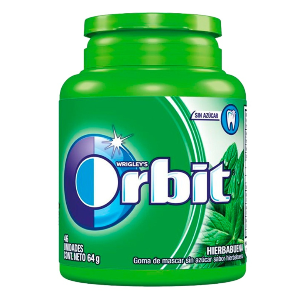 CHICLES ORBIT BOTELLA 64GR HIERBABUENA