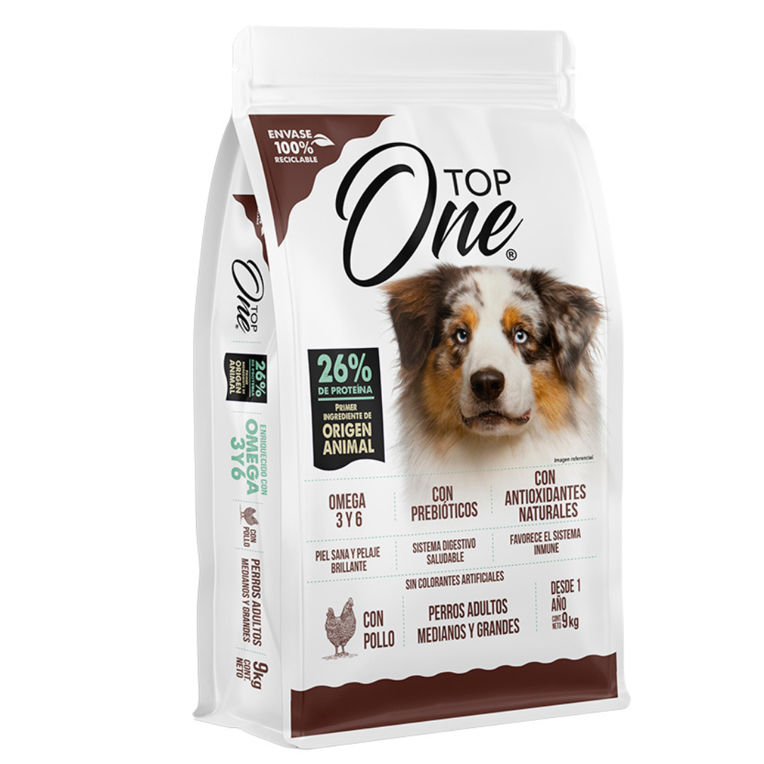 TOP ONE PERRO ADULTO M/G POLLO 9KG