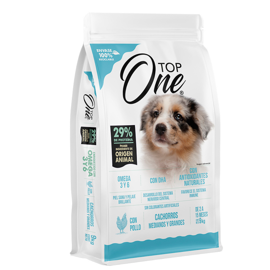 TOP ONE PERRO CACHORO MEDIANOS Y GRANDE 9KG