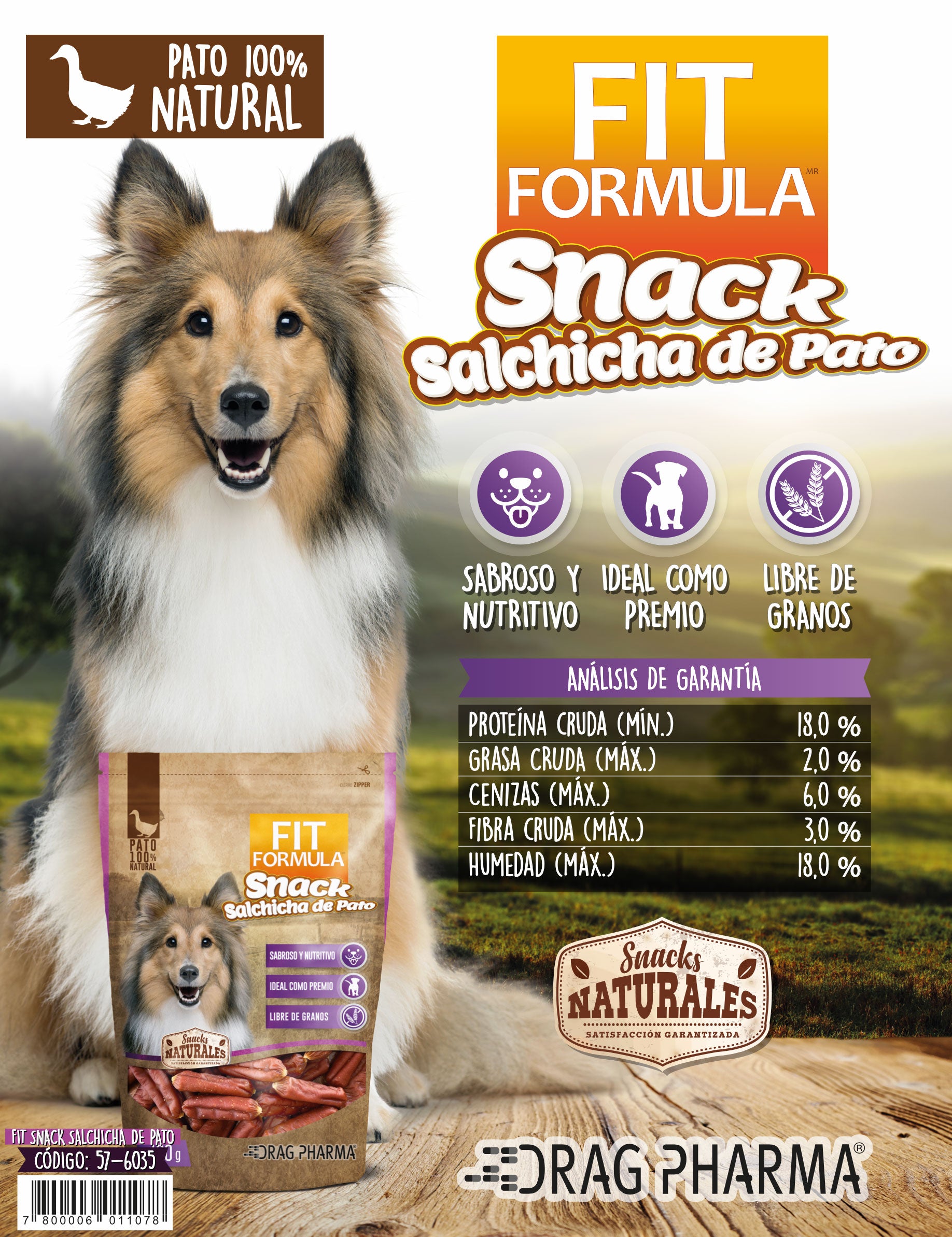 FIT FORMULA SNACK SALCHICHA DE PATO PARA PERROS 400GR