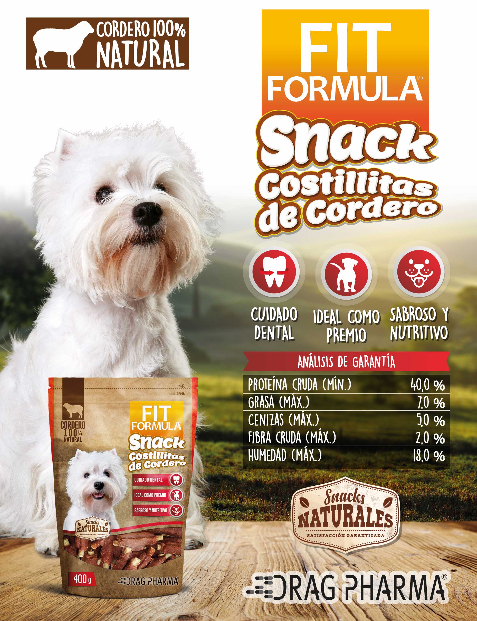 FIT FORMULA SNACK COSTILLITAS DE CORDERO PARA PERROS 400GR