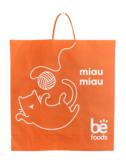 BOLSA PAPEL NARANJO DISEÑO PERRO Y GATO