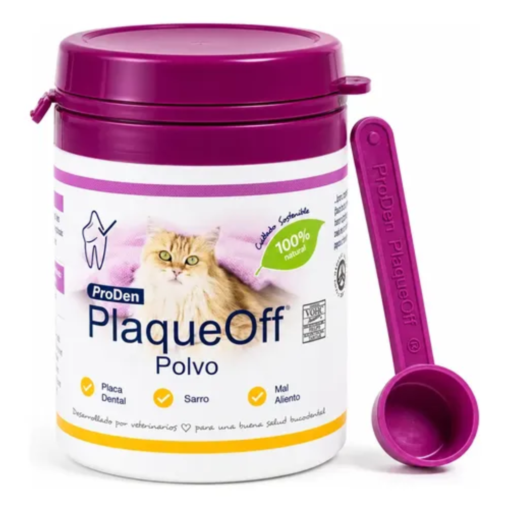 PLAQUEOFF POLVO ANTISARRO Y PARA EL MAL ALIENTO PARA GATOS 40 GR