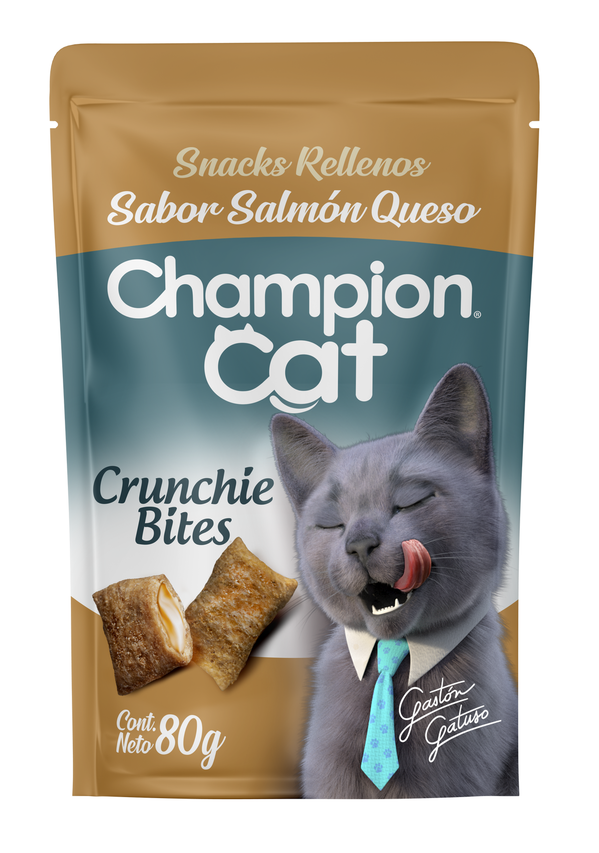 SNACK CHAMPION CAT CRUNCHIE SALMON QUESO 80GR