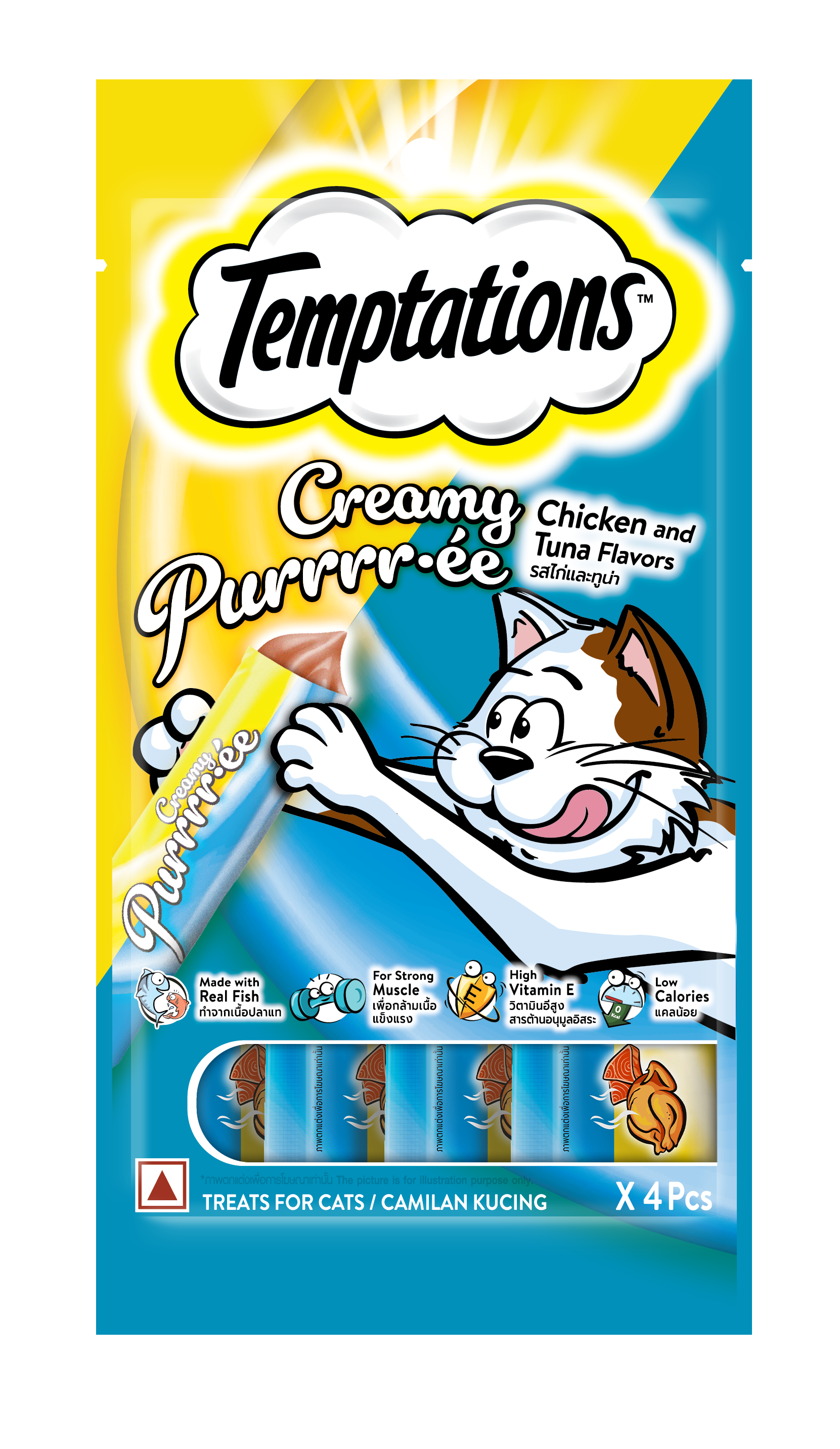 TEMPTATIONS CREAMY SNACK GATO POLLO ATUN 48GR