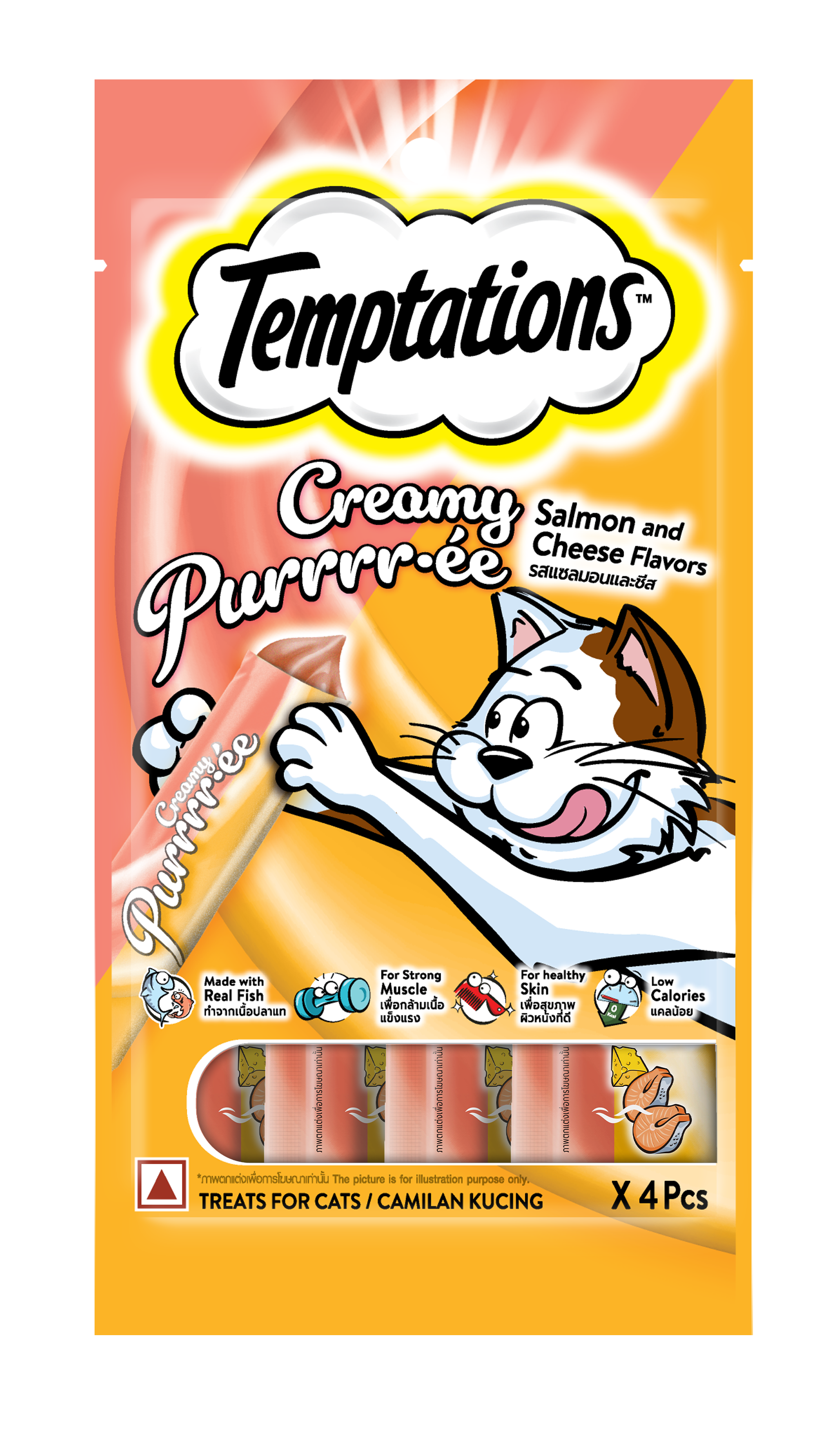 TEMPTATIONS SNACK CREMOSO GATO SALMÓN QUESO 48GR