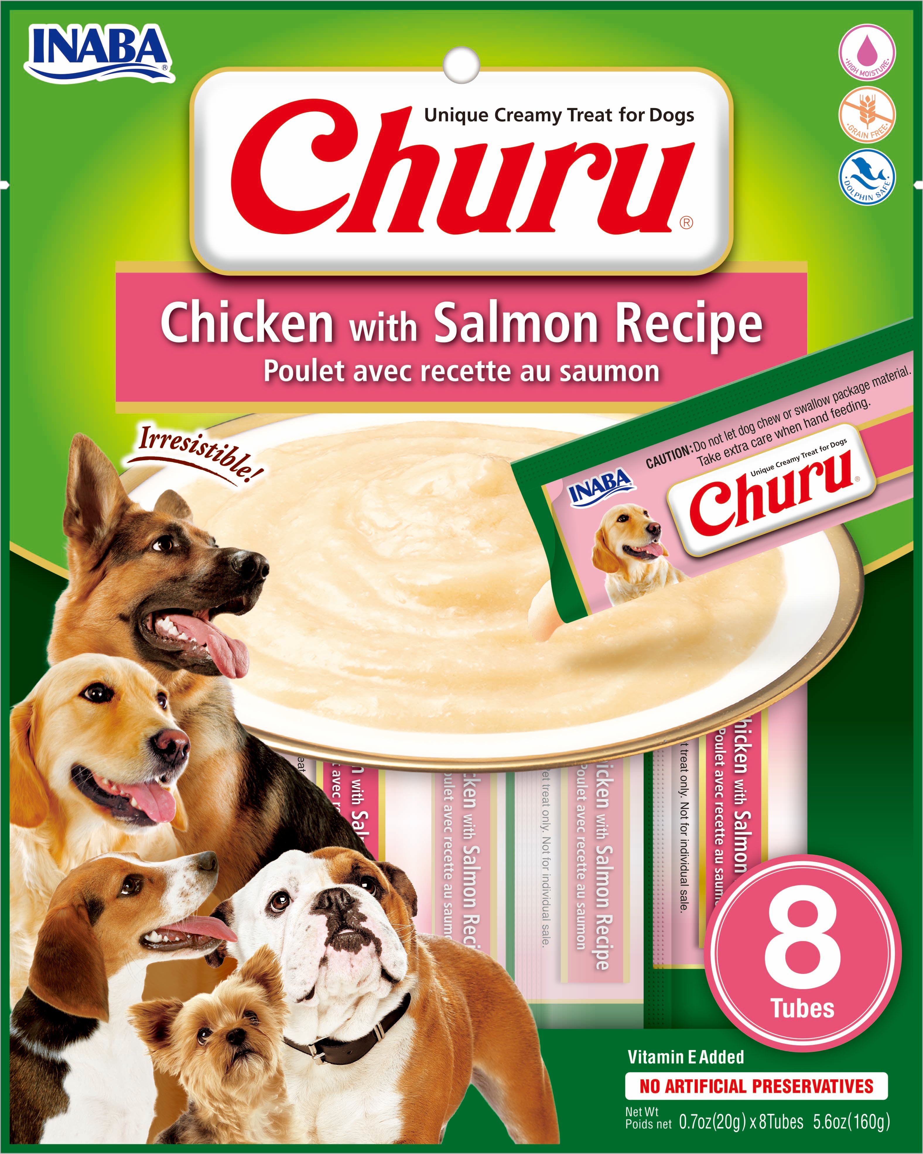 CHURU SOBRE DOG CHICKEN/SALMON 8P 160GRS