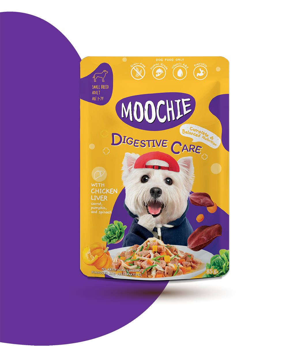 MOOCHIE SOBRE PERRO HIGADO DE POLLO 85 GRS DIGESTIVE CARE