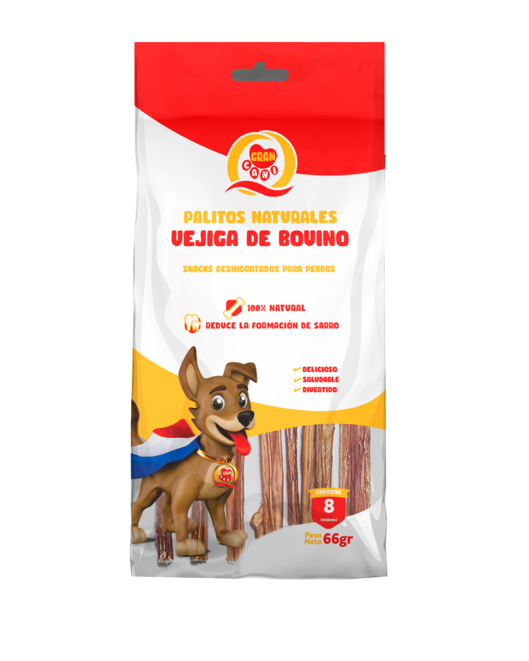 SNACK PALITOS VEJIGA BOVINO X8 66GR