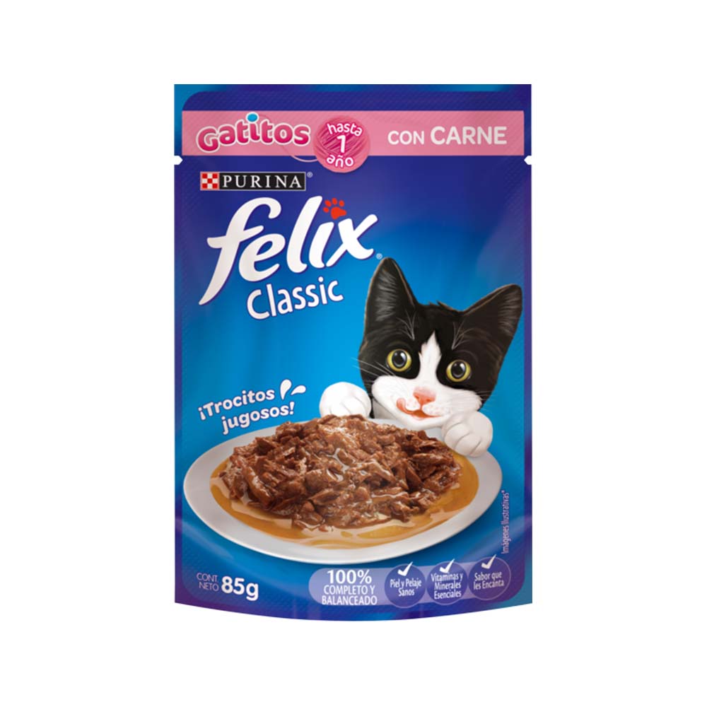 FELIX ALIMENTO HÚMEDO GATITOS SABOR CARNE EN SALSA 85GR