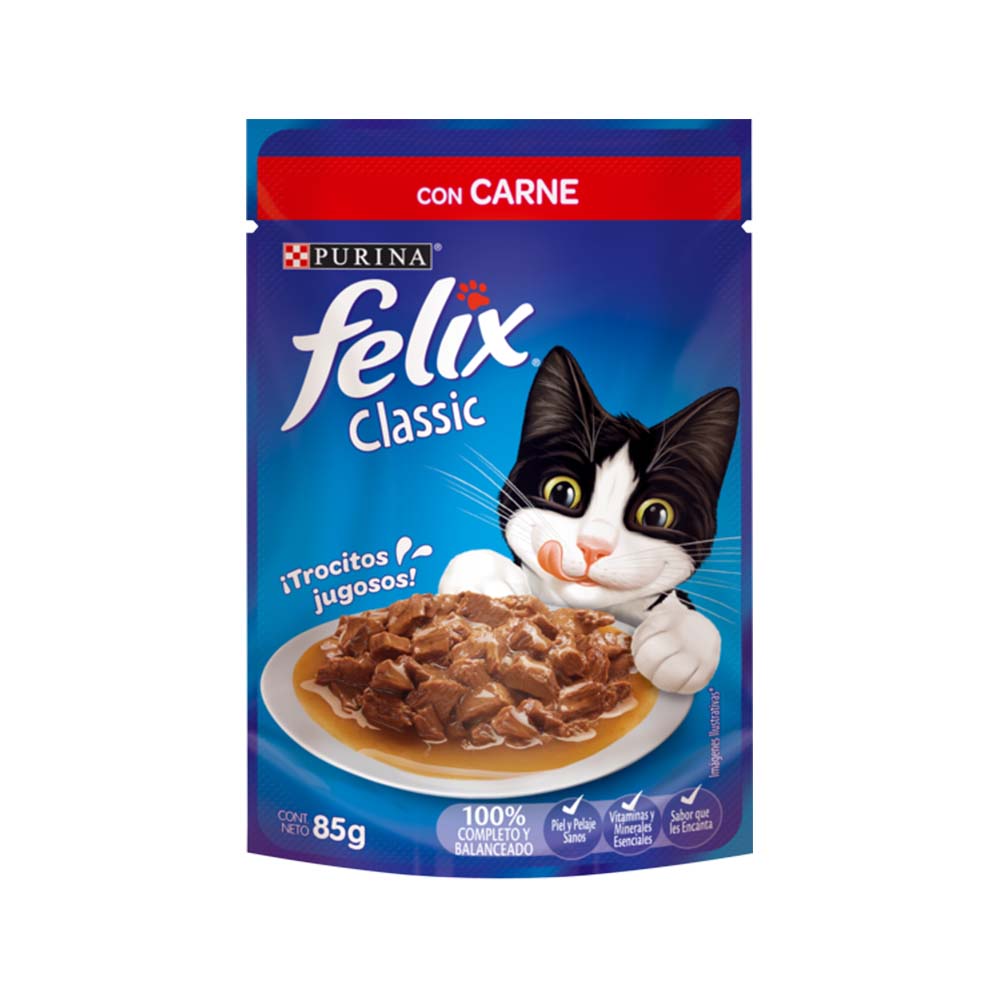 FELIX ALIMENTO HÚMEDO GATOS SABOR CARNE EN SALSA 85GR