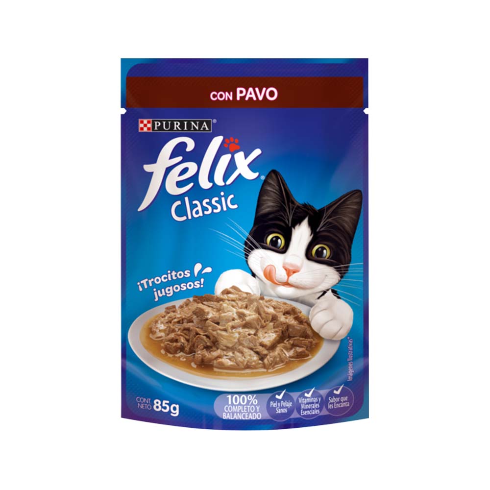 FELIX ALIMENTO HÚMEDO GATOS SABOR PAVO EN SALSA 85GR