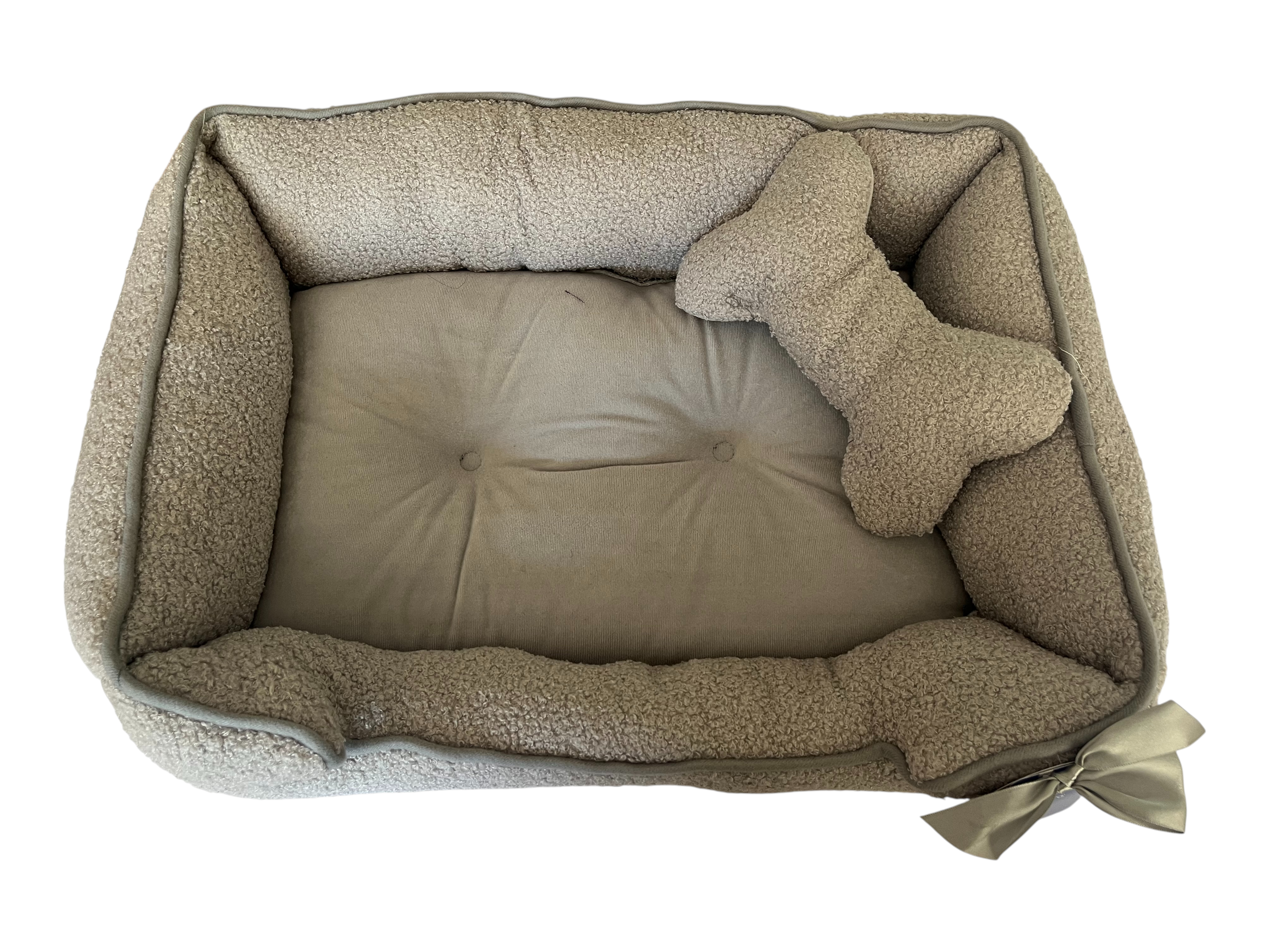 KIT CAMA RECTANGULAR + COJIN GRIS 56X40X15CM