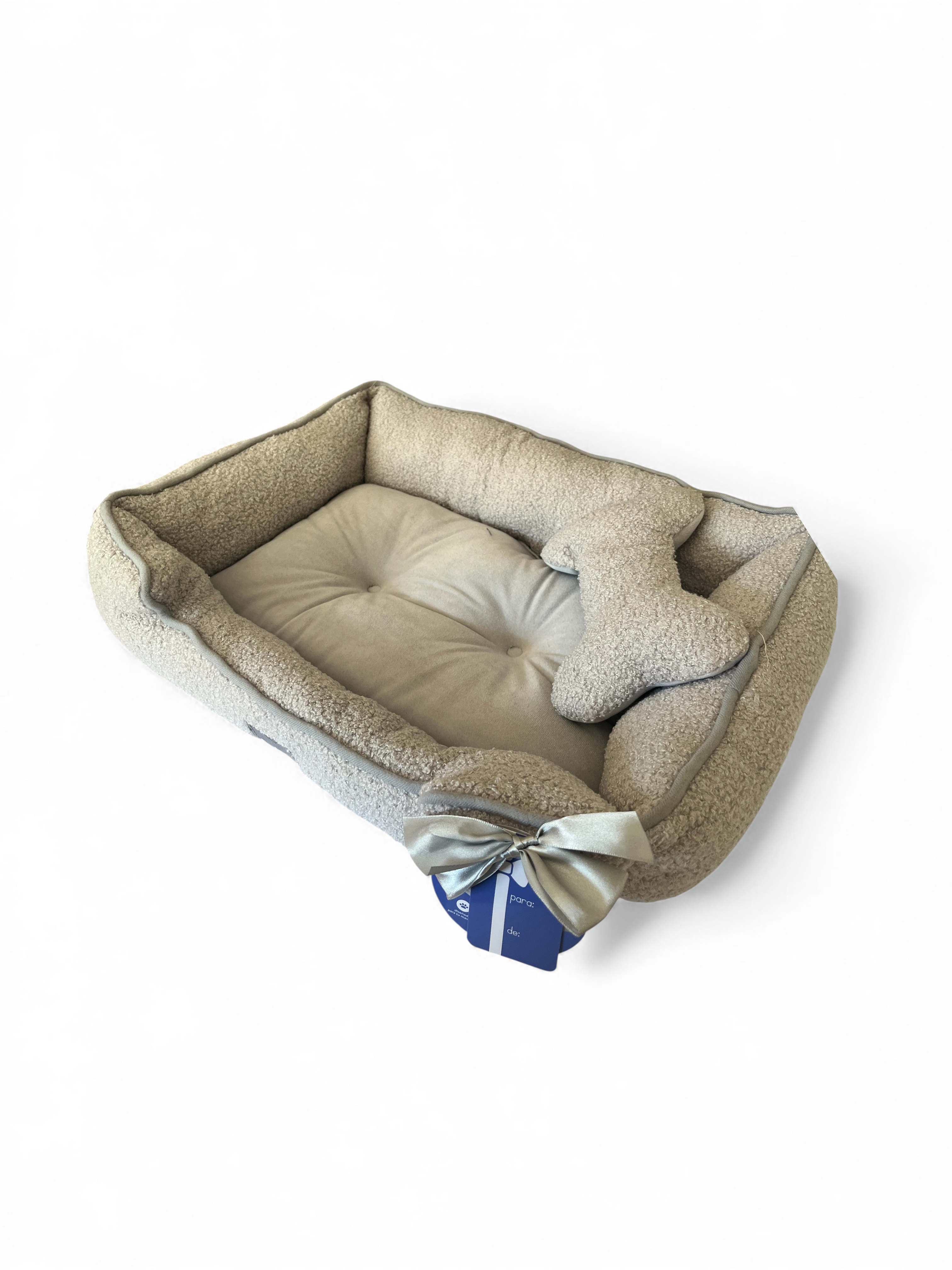 KIT CAMA RECTANGULAR + COJIN GRIS 56X40X15CM