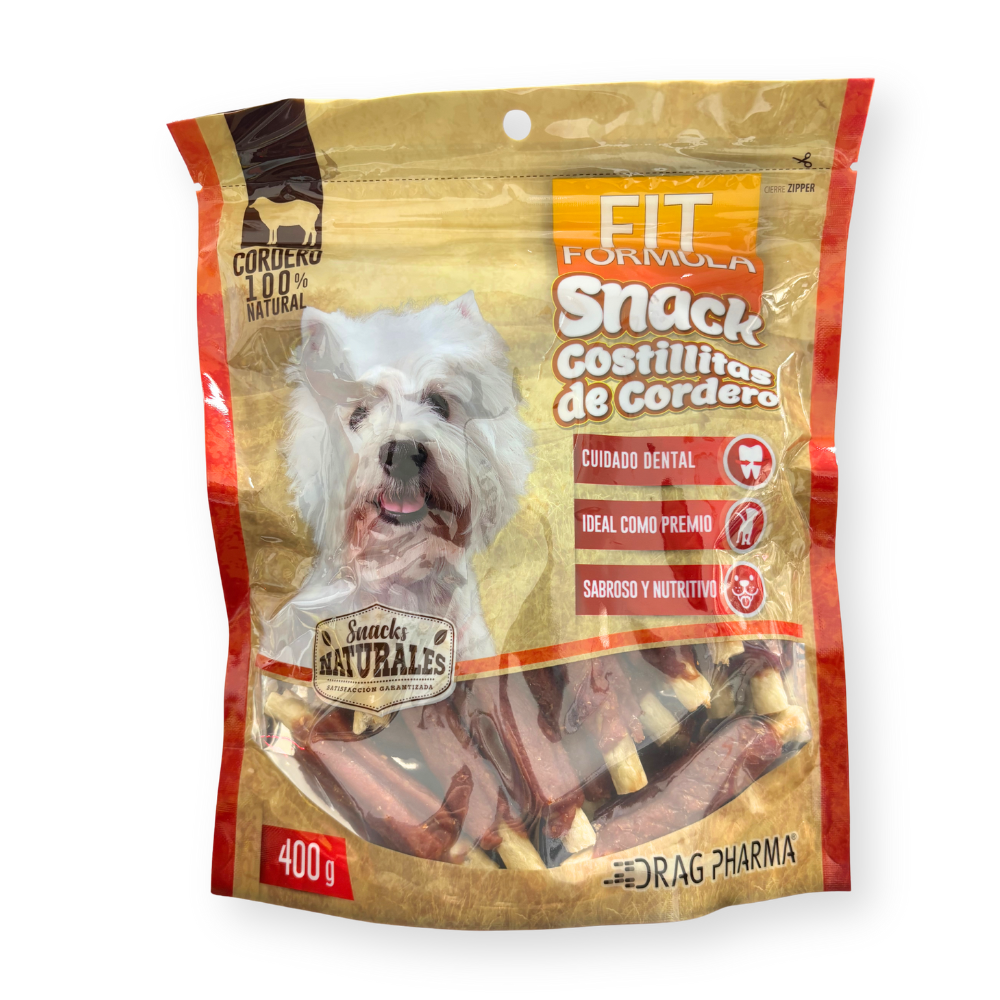 FIT FORMULA SNACK COSTILLITAS DE CORDERO PARA PERROS 400GR