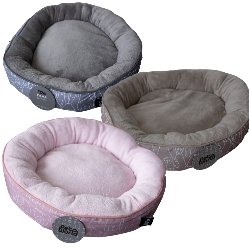 CAMA MASCOTA CIRCULAR DISEÑO PERRITOS 50X15CM