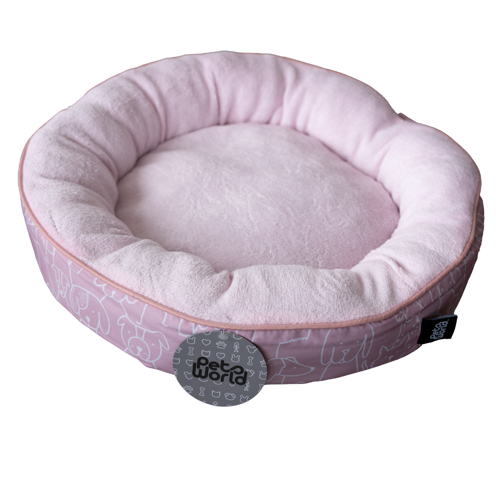 CAMA MASCOTA CIRCULAR DISEÑO PERRITOS 50X15CM