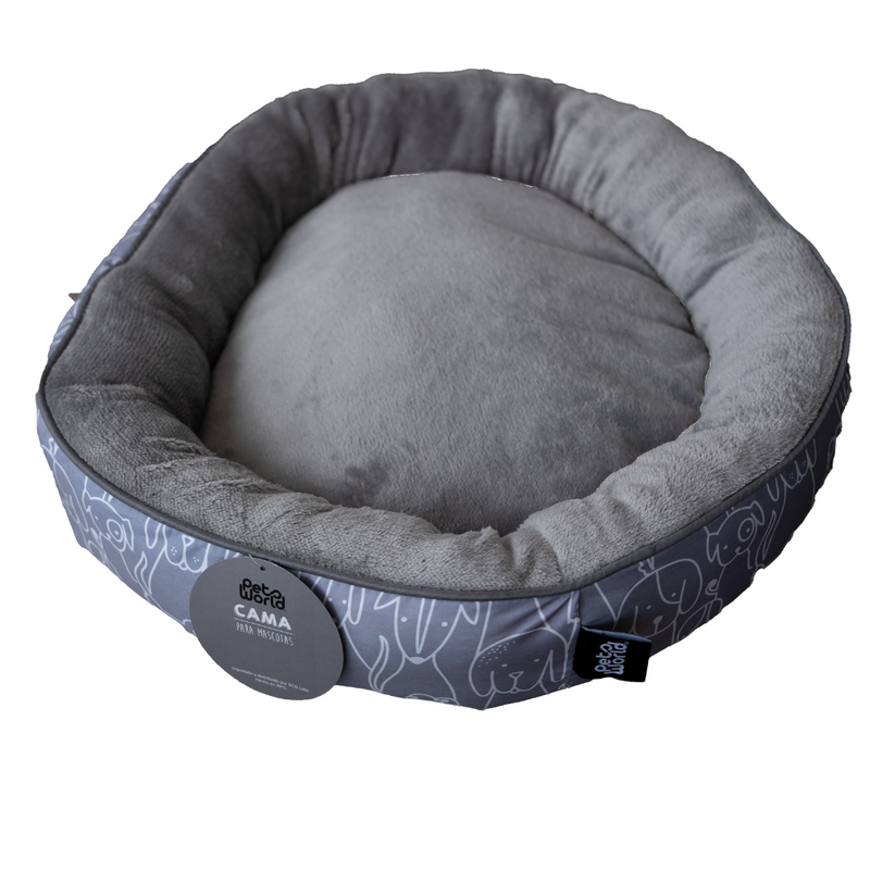 CAMA MASCOTA CIRCULAR DISEÑO PERRITOS 50X15CM
