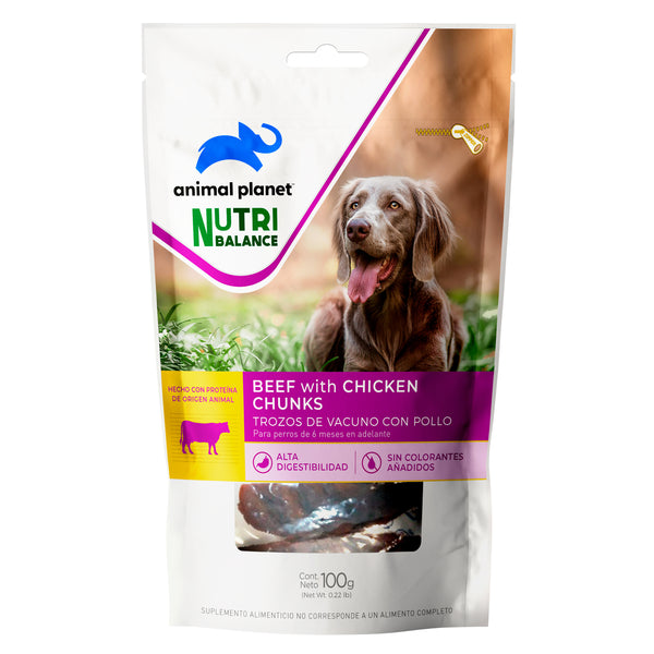 SNACK ANIMAL PLANET DOG TROZOS DE VACUNO 100GR