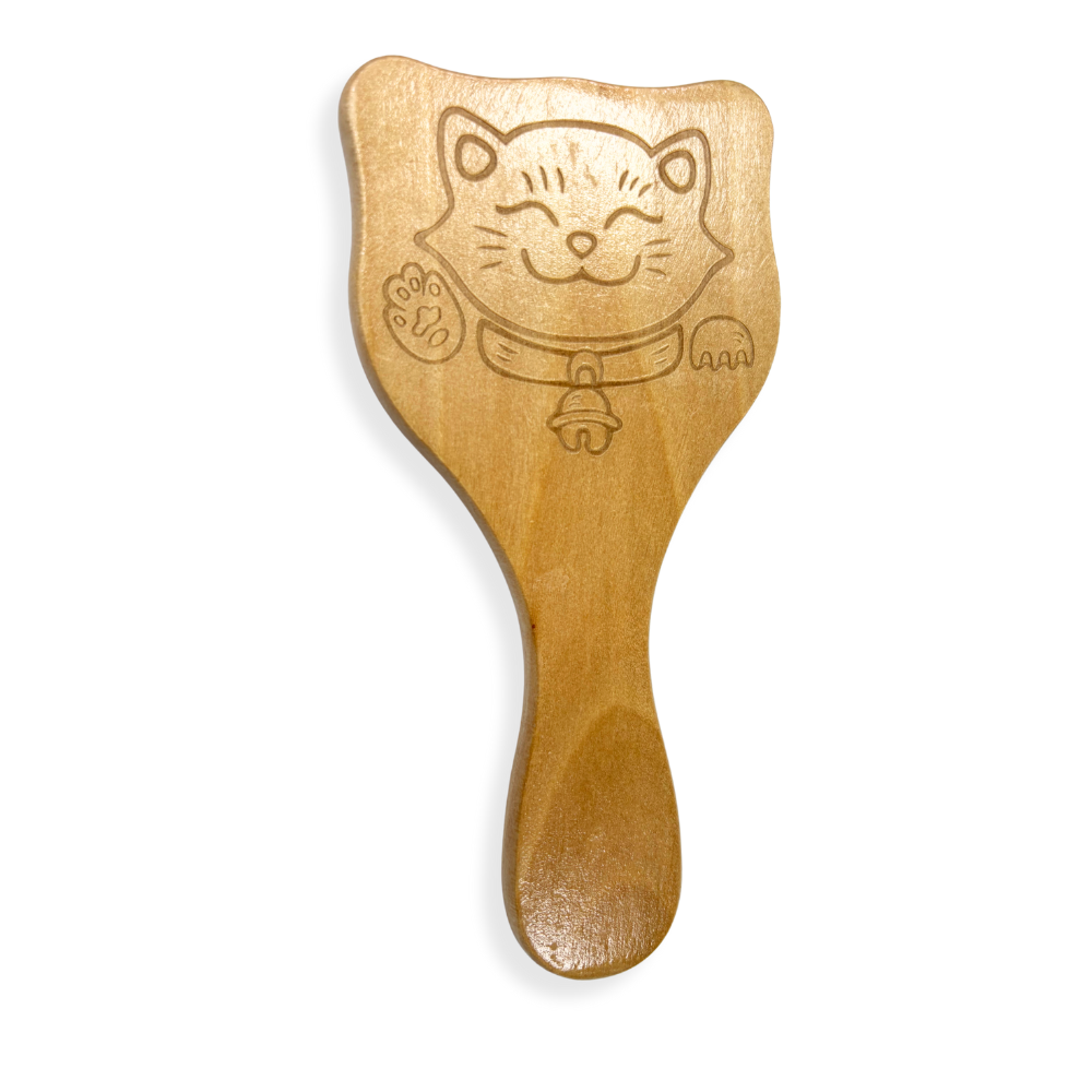 CEPILLO MADERA CABEZA GATO GRIS 8X17CM (M10243)