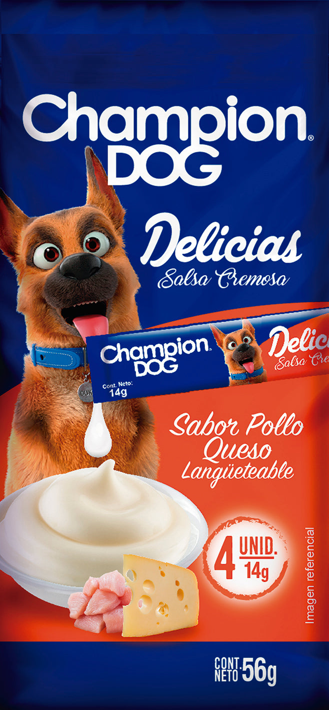 SNACK CHAMPION DOG DELICIAS POLLO QUESO 56GR