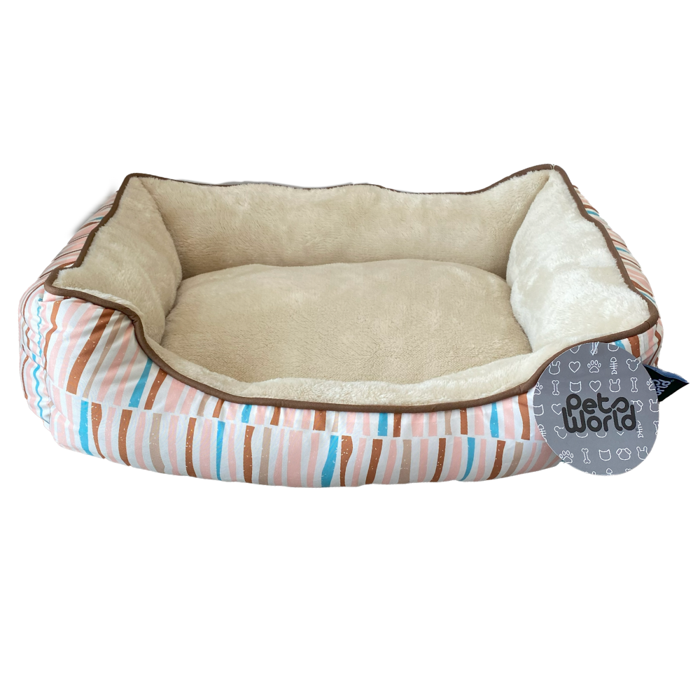 CAMA RECTANGULAR LINEAS COLORES 50X40X15CM