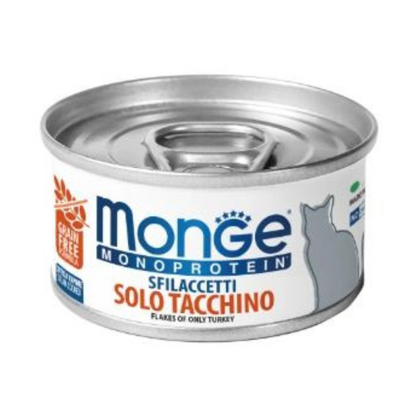 LATA MONGE GATO FLAKES PAVO 80GRS