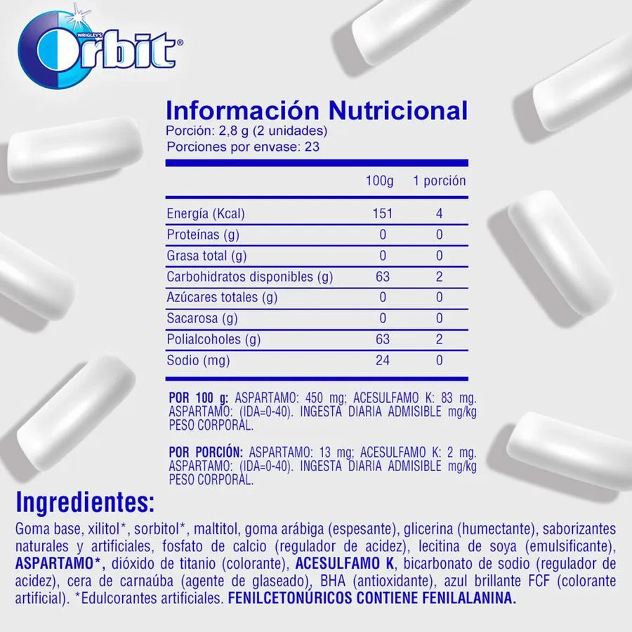 ORBIT CHICLE SABOR PROFESSIONAL WHITE 64GR
