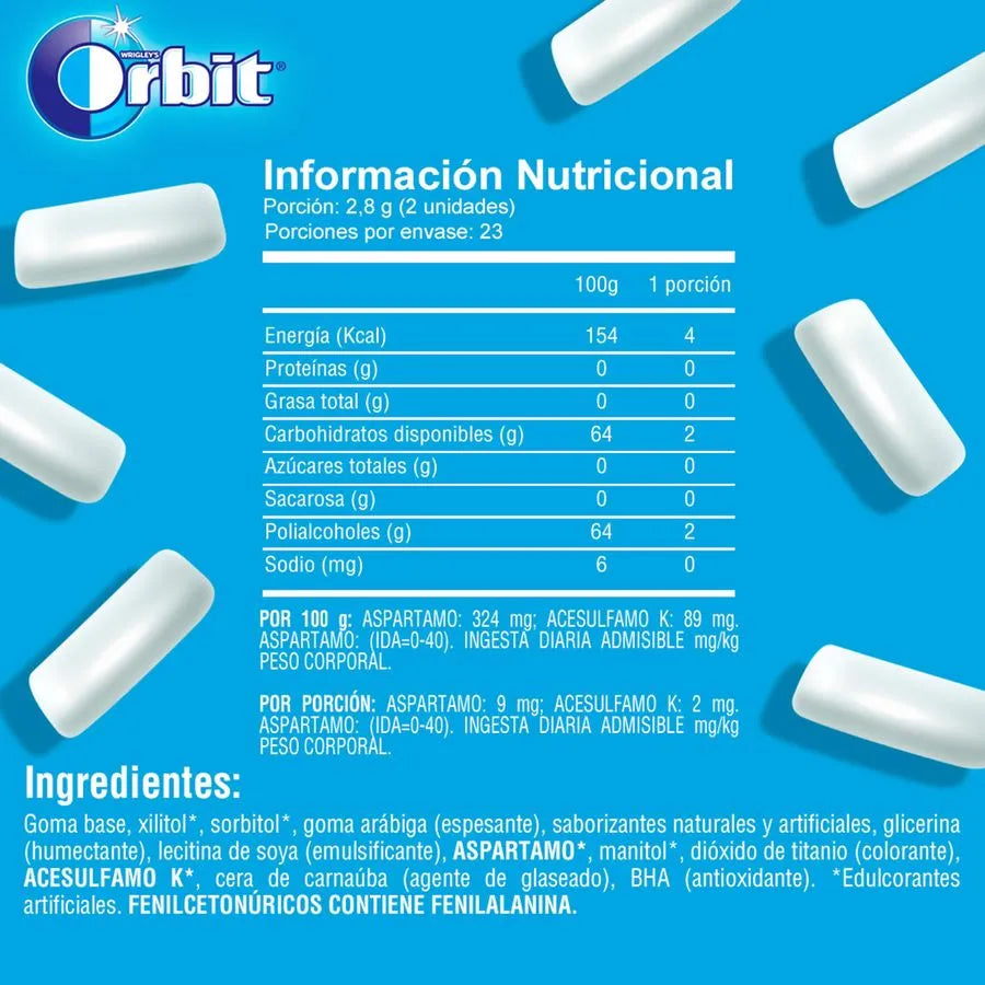 ORBIT CHICLE SABOR MENTA 64GR