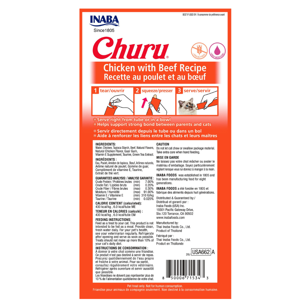 CHURU SOBRE GATO CHICKEN/BEEF 56GR