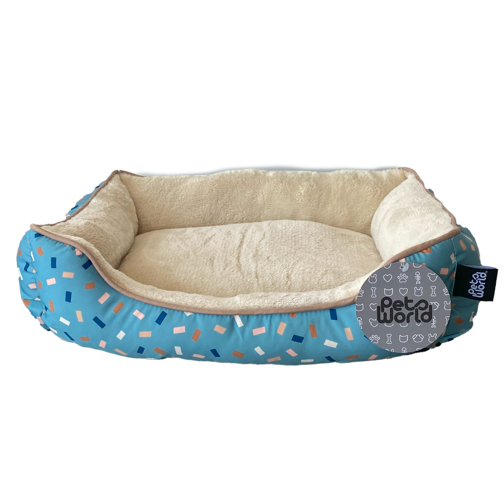 CAMA RECTANGULAR DISEÑO COLORES CELESTE 50X40X15CM