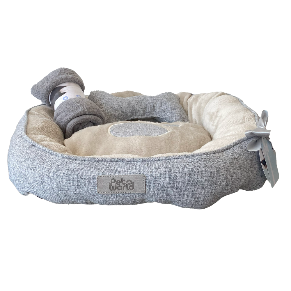 KIT CAMA MASCOTA CIRCULAR CON MANTA Y COJIN 54x50x16cm