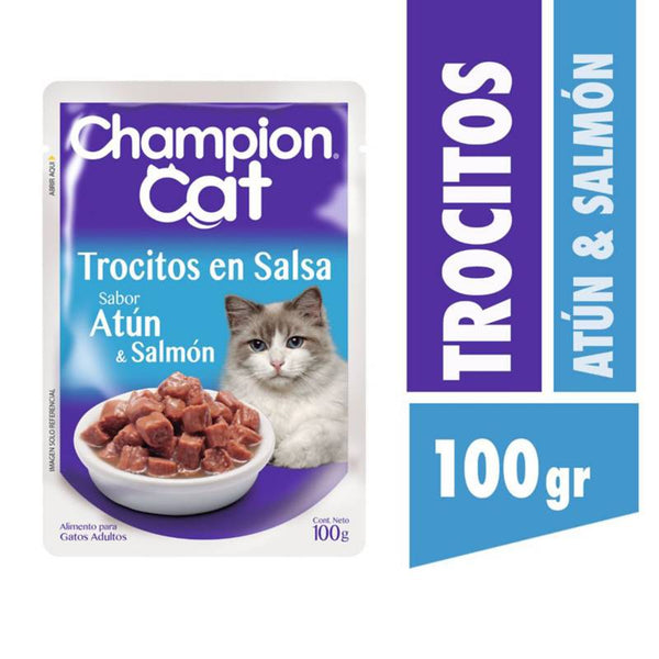 CHAMPION CAT SOBRE ATUN Y SALMON 100GR