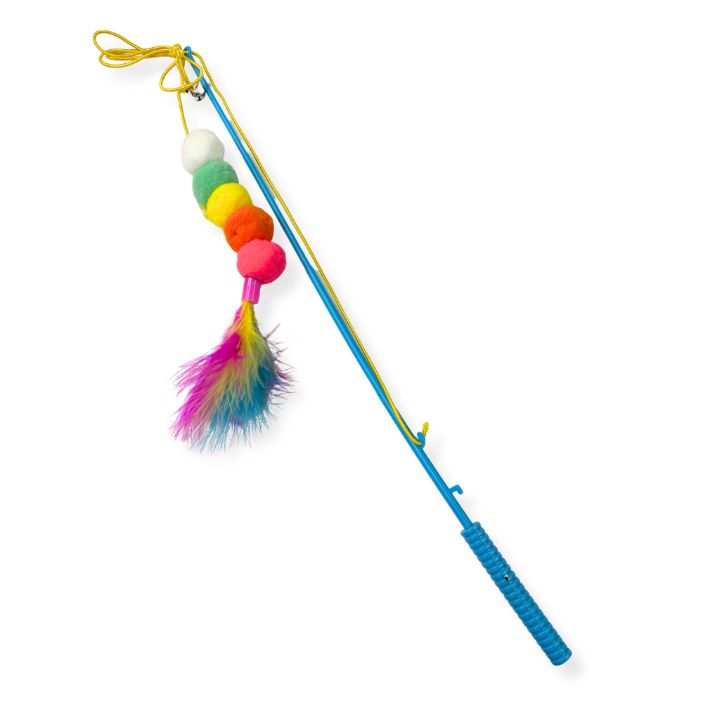 JUGUETE VARA ELASICO POMPONES COLORES (M10359)