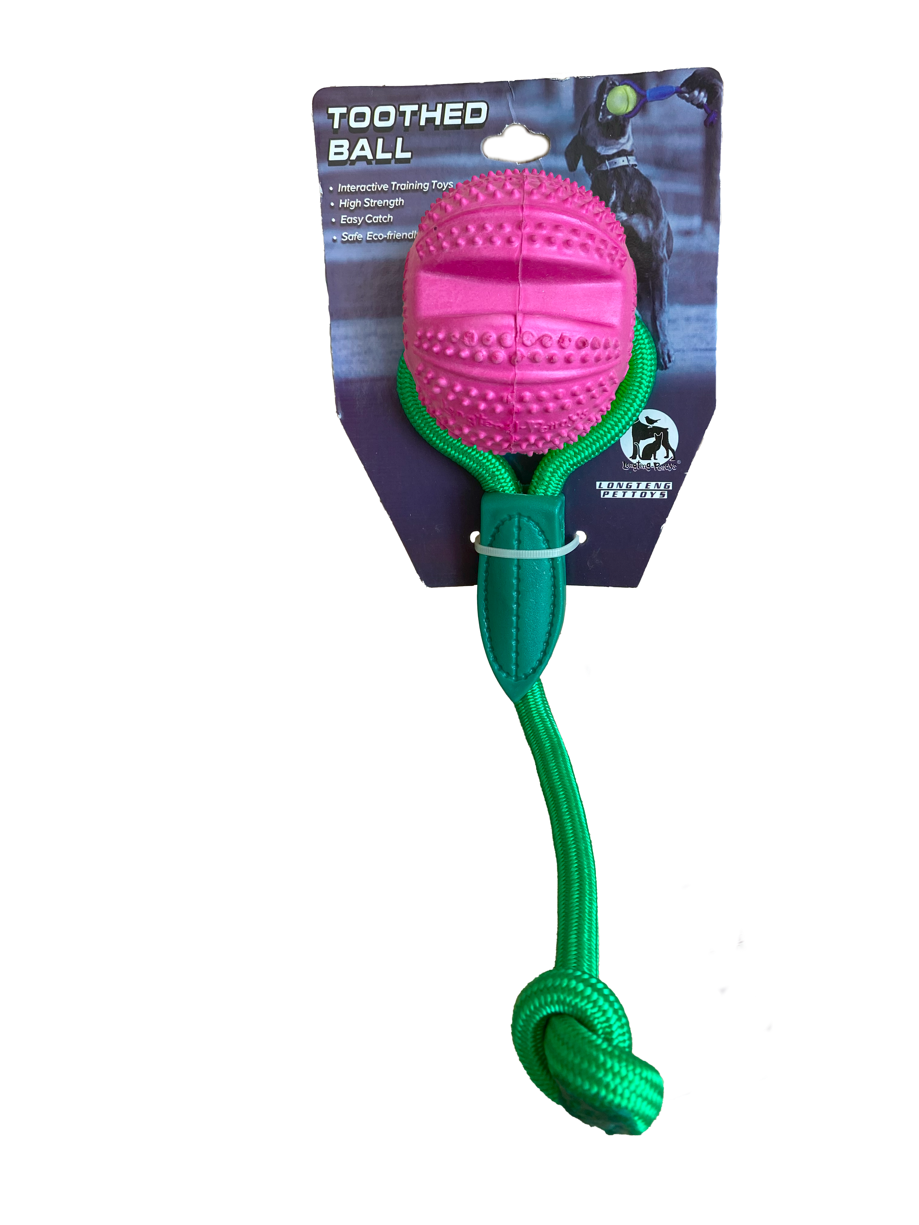 PELOTA ESPUMA DURA CON CUERDA PARA MASCOTA MEDIDA 26CM