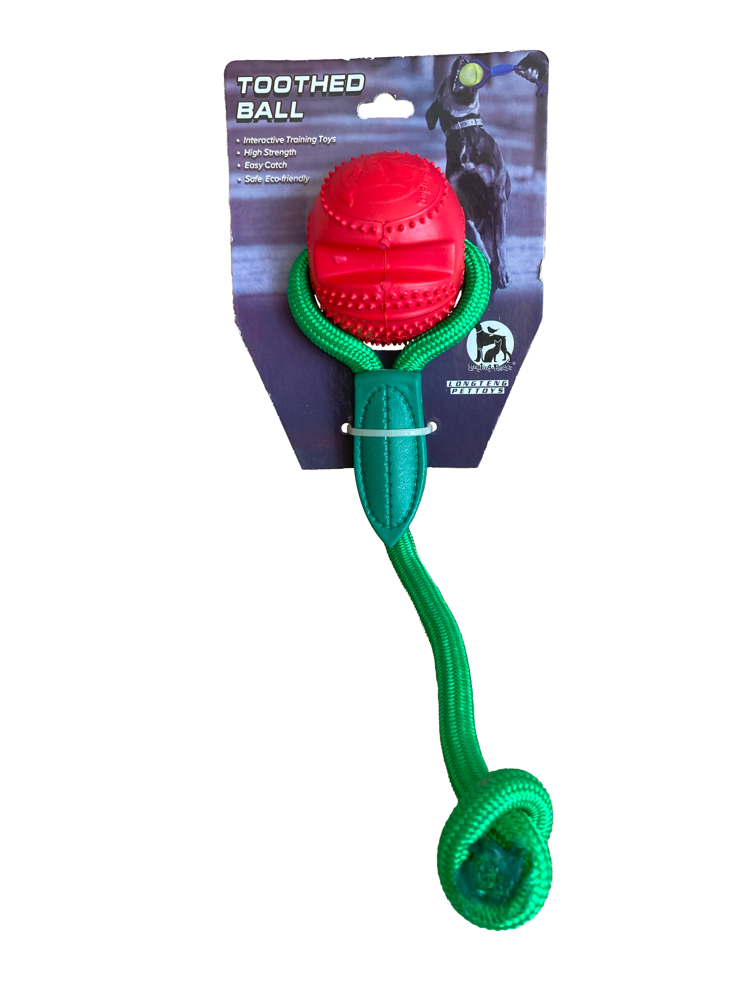 PELOTA ESPUMA DURA CON CUERDA PARA MASCOTA MEDIDA 26CM